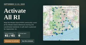 RI POTA Activate ALL RI 9/11 – 9/13 2026
